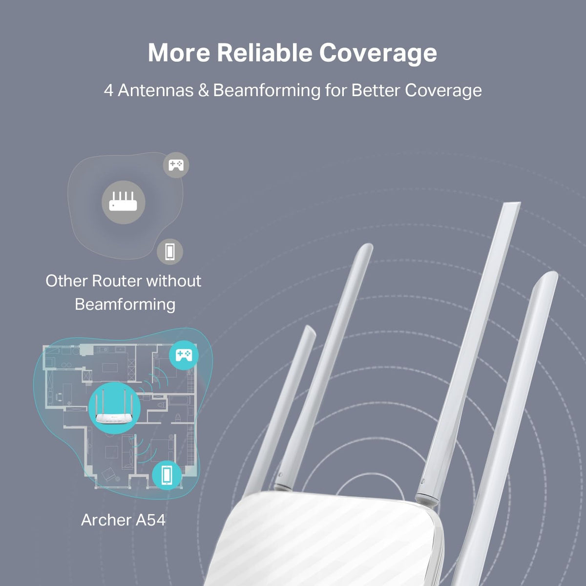TP‑Link Archer A54 placed in living room providing reliable home Wi‑Fi