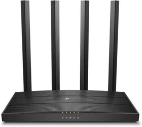 TP-Link Archer A6 front view showing LED indicators and sleek profile for easy monitoring