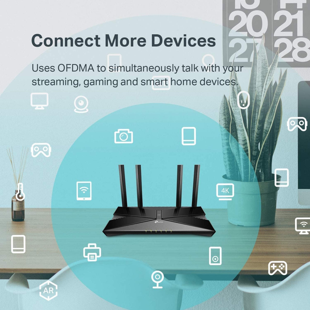 TP-Link Archer AX10 placed in living room providing stronger Wi‑Fi coverage