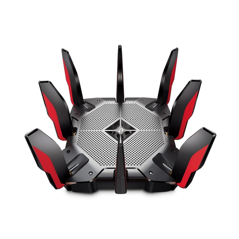 TP-Link Archer AX11000 front view with glow indicators for fast gaming
