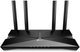 TP‑Link Archer AX20 front view showing LEDs and sleek design for reliable home Wi‑Fi