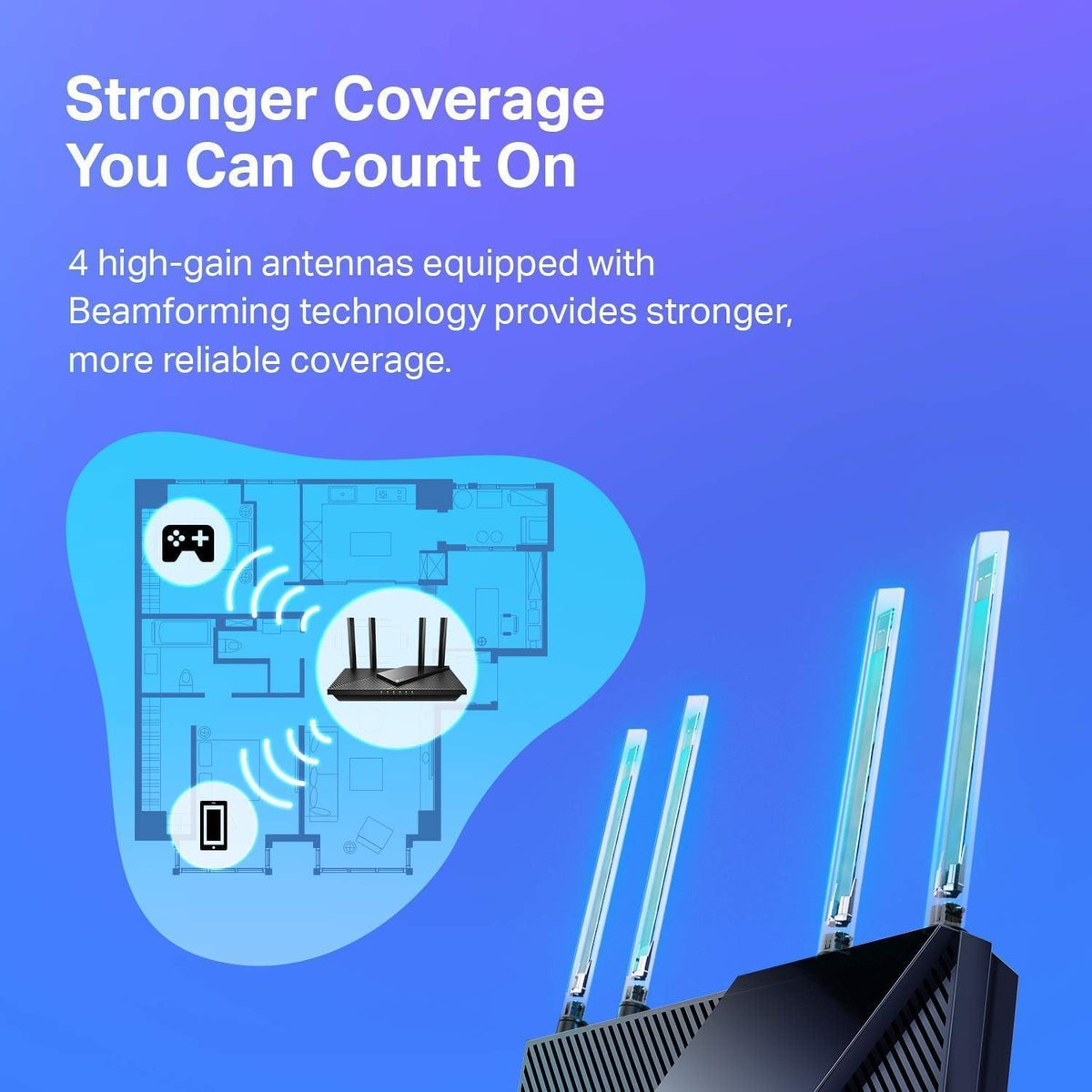 TP-Link Archer AX21 placed in living room showing reliable streaming and smart home support