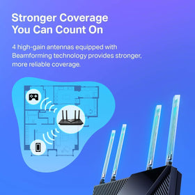 TP-Link Archer AX21 placed in living room showing reliable streaming and smart home support