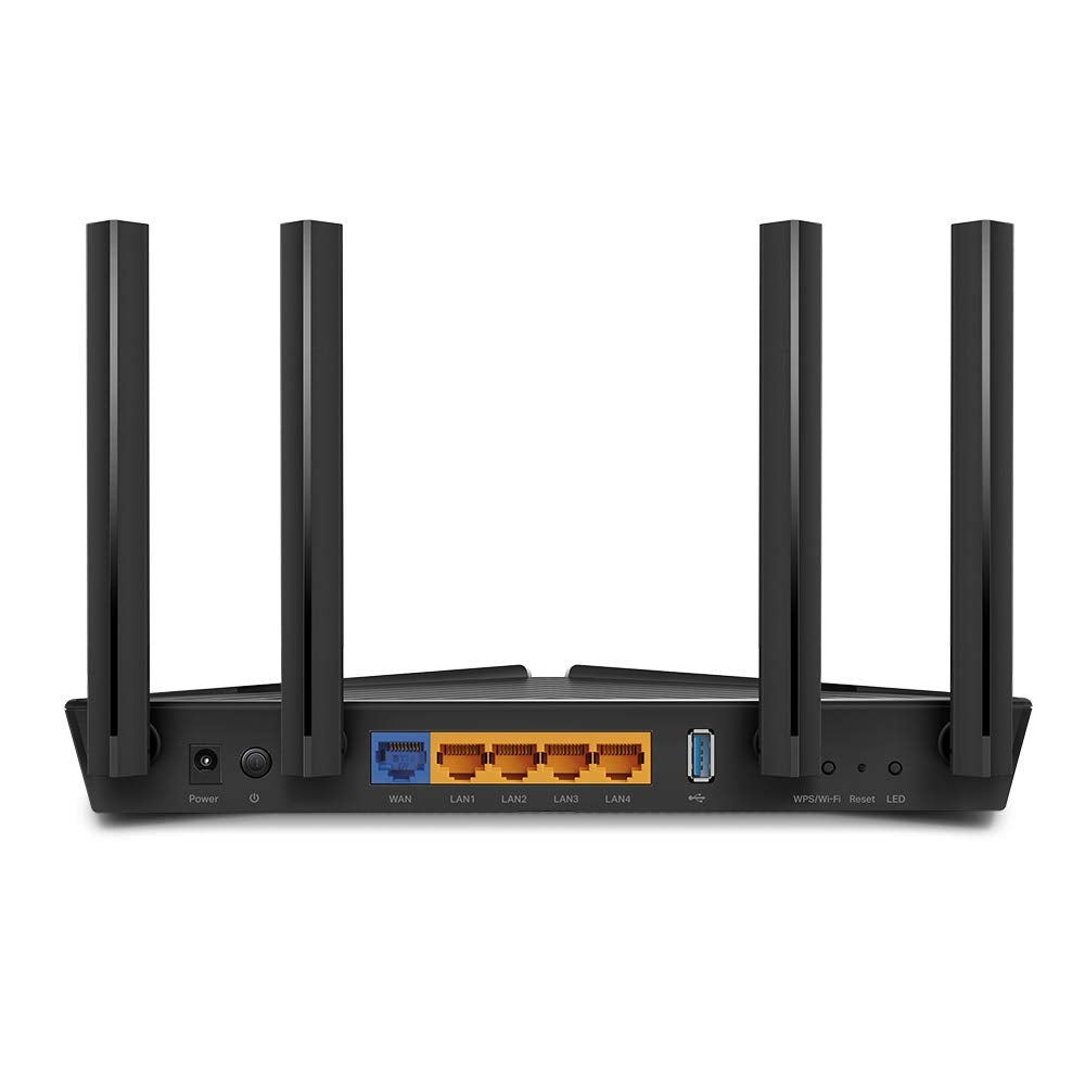 TP-Link Archer AX50 angled side profile emphasizing compact footprint and stable placement