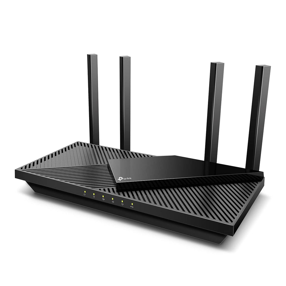 TP-Link Archer AX55 front view illustrates a compact router for fast home Wi‑Fi.