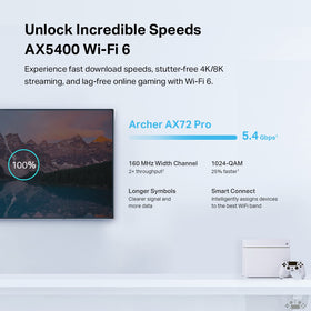 TP‑Link Archer AX72 Pro beamforming antennas boost signal toward devices.