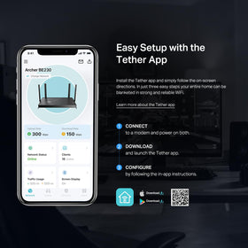 TP-Link Archer BE230 Tether app setup for quick, guided configuration.