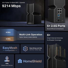BE550 rear panel with 2.5G ports for high‑speed device connections