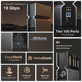 Antenna array on Archer BE800 enhancing home-wide signal reach