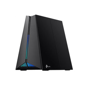 TP-Link Archer GE650 front view with bold RGB lighting and tri‑band profile for gaming