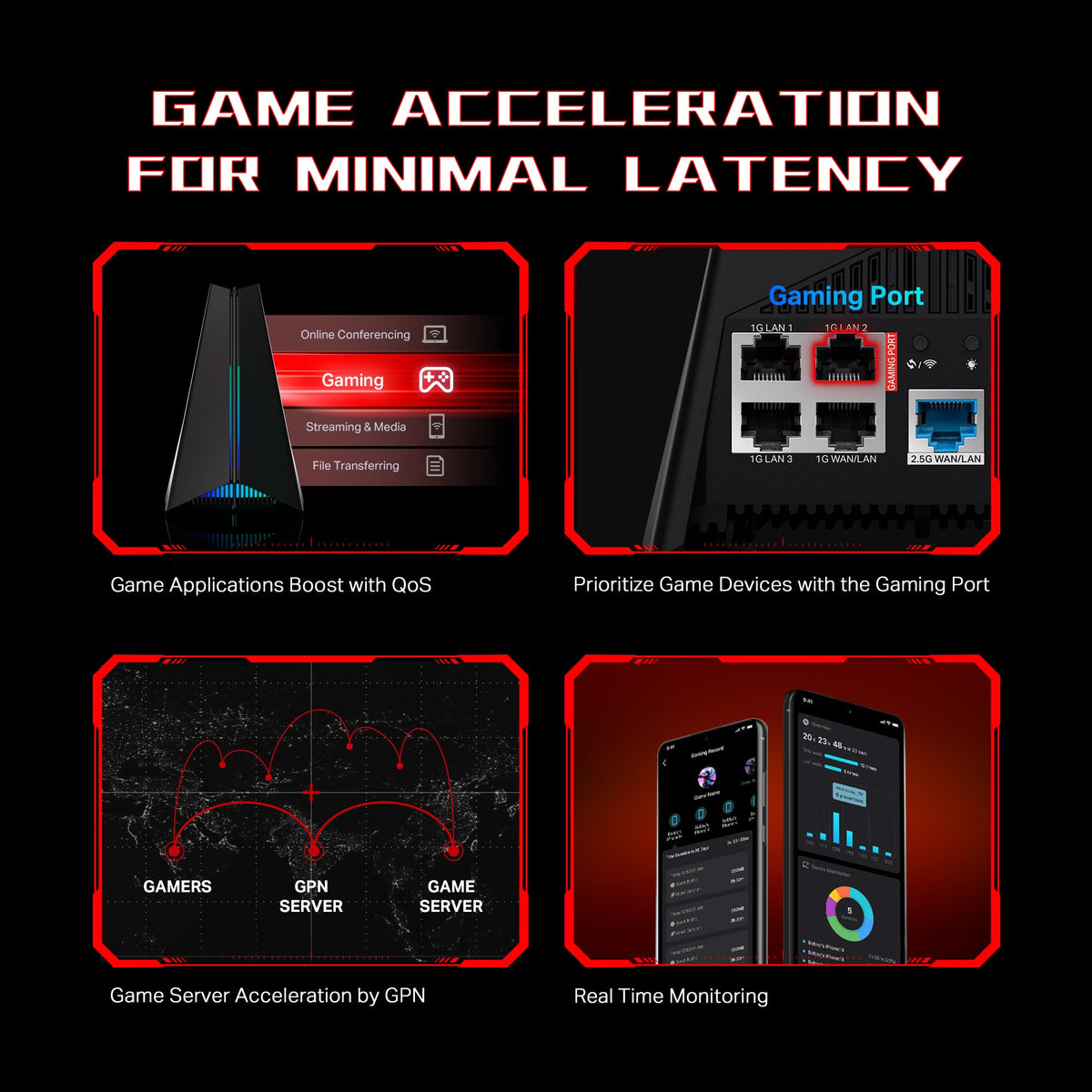 TP-Link Archer GXE75 vibrant RGB lighting for immersive gaming ambience.
