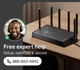 TP-Link BE6500 BE400 desk setup with clean installation and app control