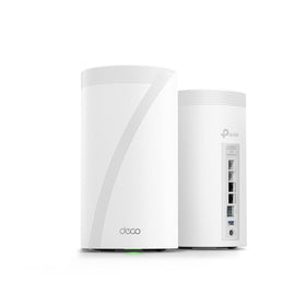 TP-Link Deco 7 Elite BE85 front view highlights tri-band WiFi 7 performance for fast home networking