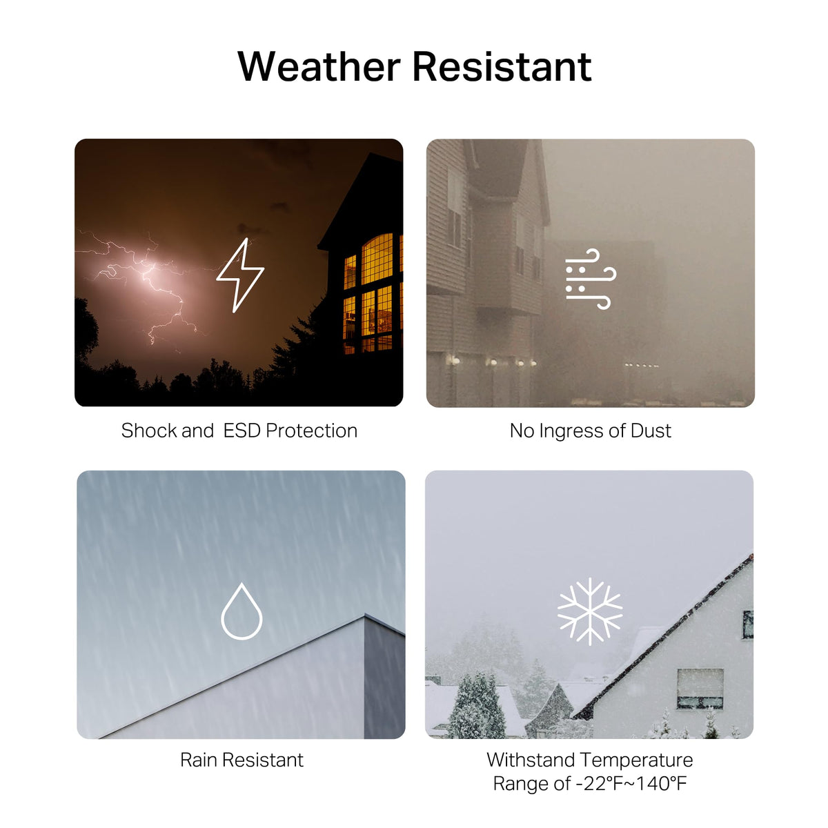 TP-Link Deco 7 Outdoor BE65 IP65 rating image emphasizing rain and dust protection.