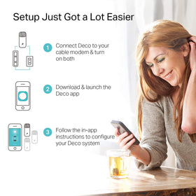 TP-Link Deco M4 close-up texture showing discreet home-friendly design benefit