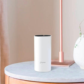 TP-Link Deco M4 profile view highlighting compact design and placement benefit