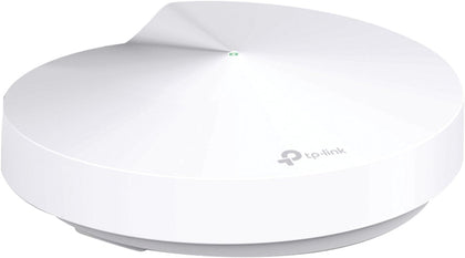 TP-Link Deco M5 front view showing sleek casing and fast setup benefit