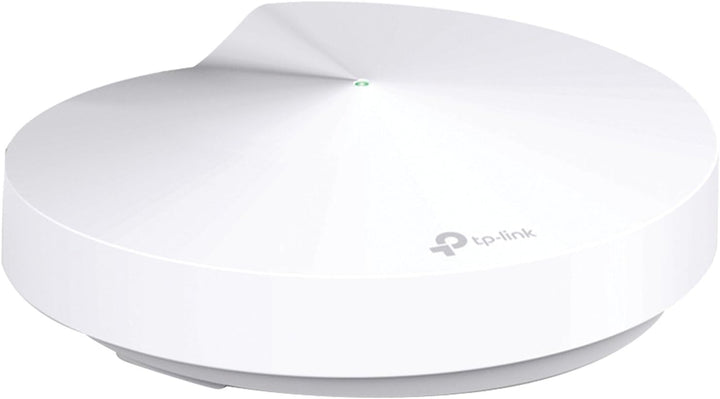 TP-Link Deco M5 front view showing sleek casing and fast setup benefit