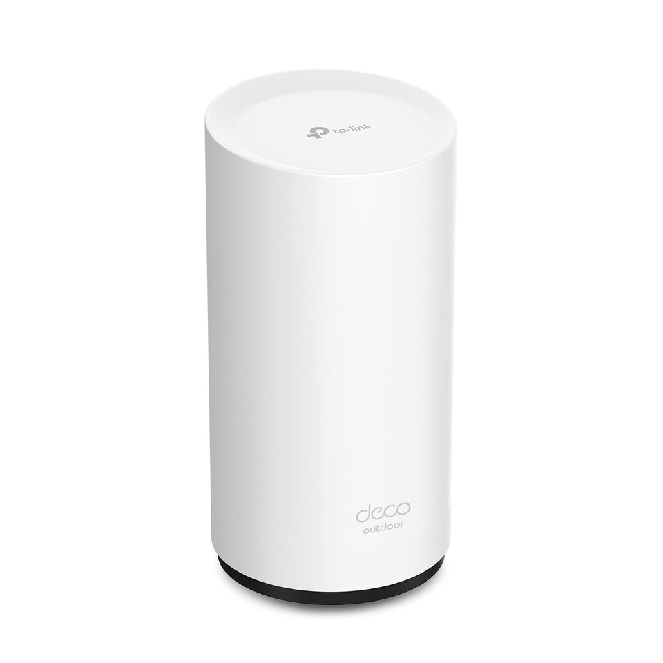 TP-Link Deco Outdoor X50 unit on a pole extends outdoor WiFi with reliable performance.