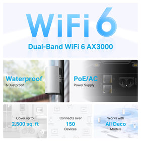 TP-Link Deco Outdoor X50 mounted on a wall enables flexible courtyard coverage.