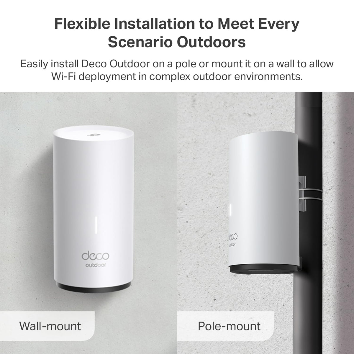 Weatherproof Deco Outdoor X50 seals against rain and dust for outdoor reliability.