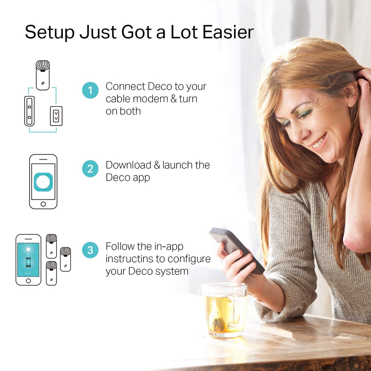 TP-Link Deco S4 app setup screen showing quick installation and controls