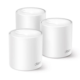 TP-Link Deco W4500 front view, compact design suitable for living room placement.