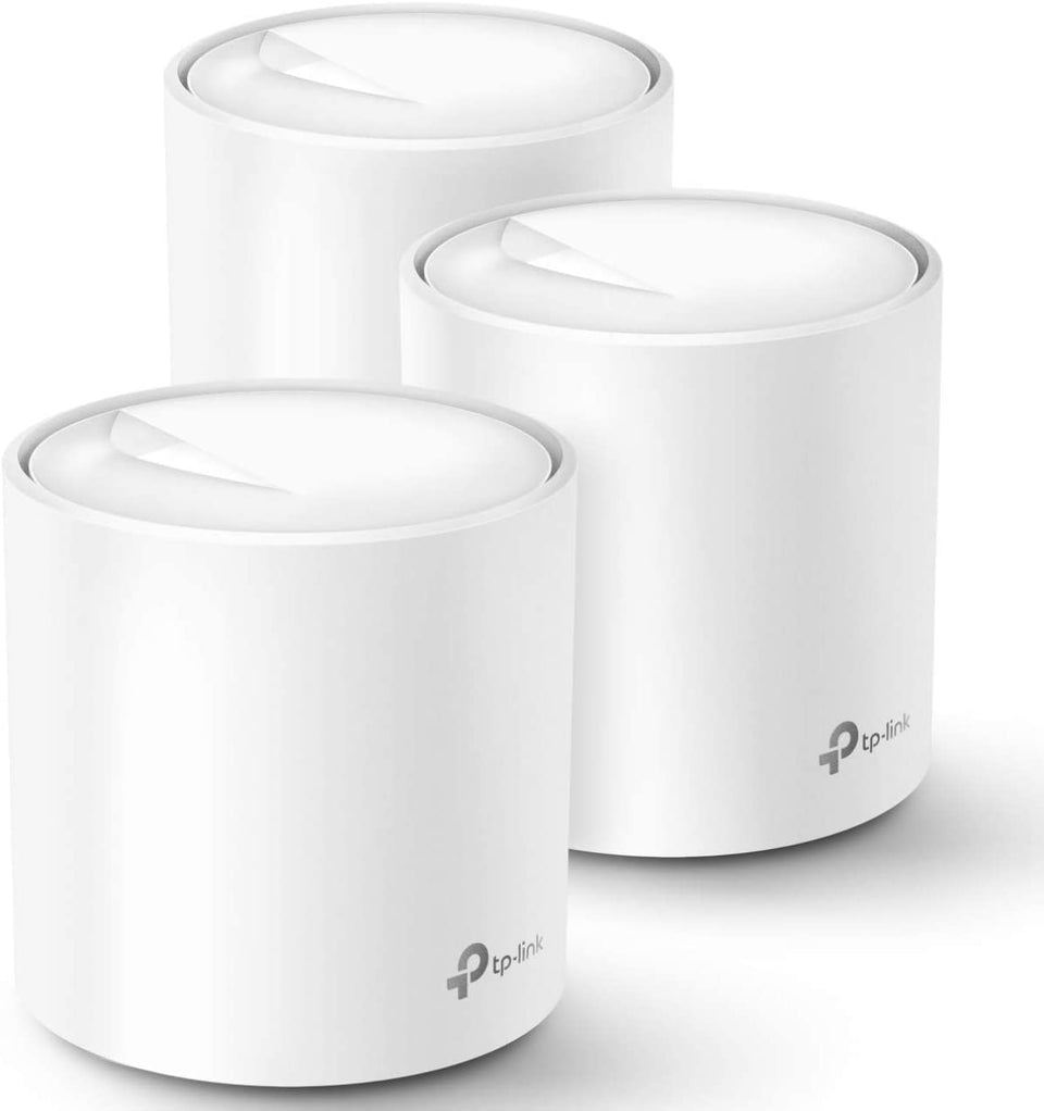 TP-Link Deco X20 unit on desk showing strong whole-home coverage