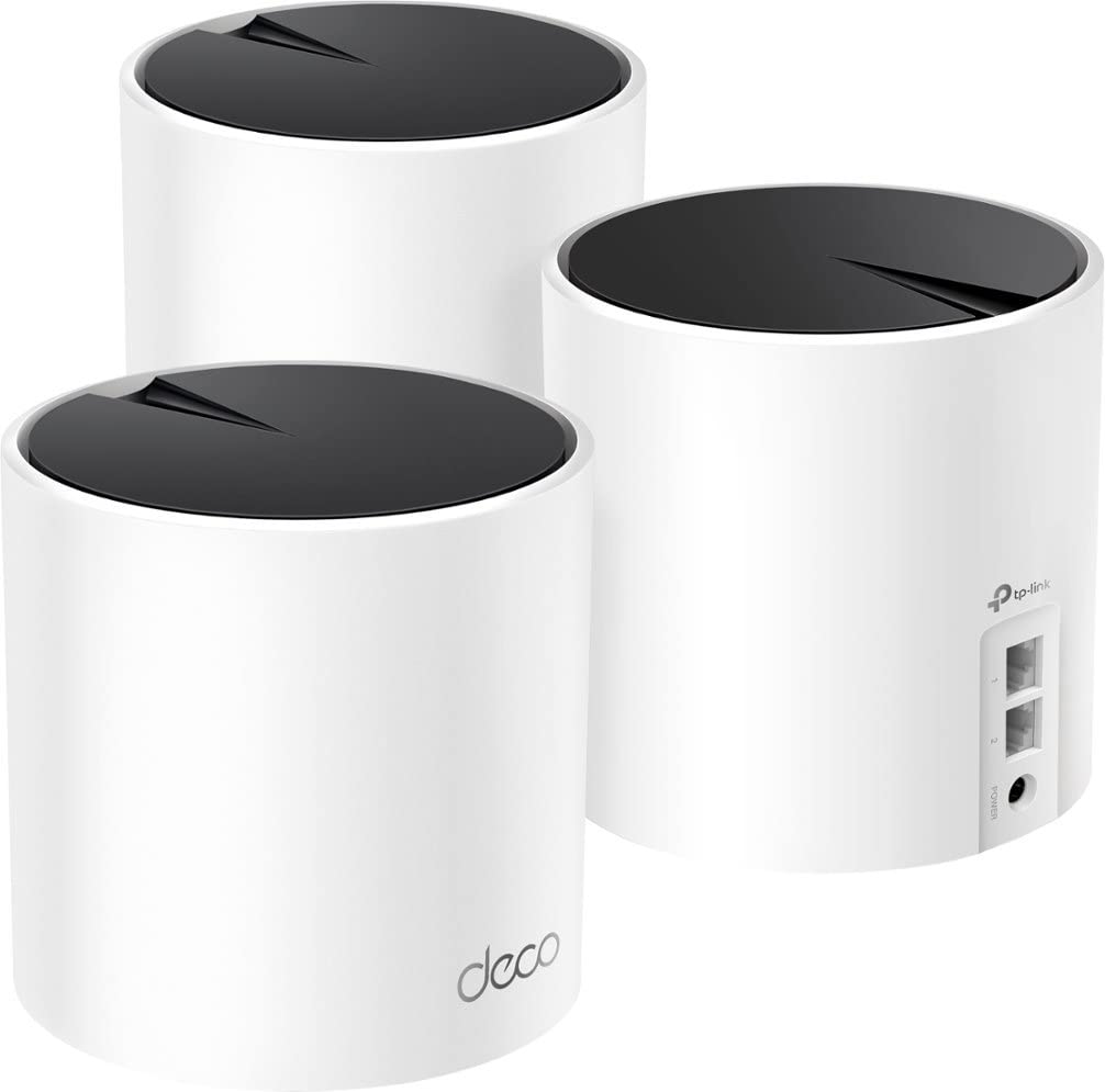 TP-Link Deco X25 unit demonstrates Wi-Fi 6 speed for multiple devices.