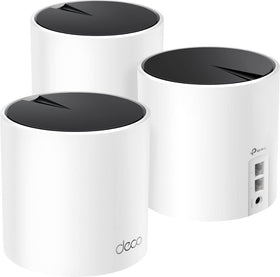 TP-Link Deco X25 unit demonstrates Wi-Fi 6 speed for multiple devices.