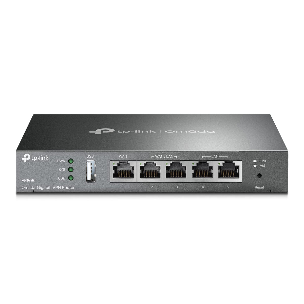 TP-Link ER605 V2 front panel showing LEDs and status, easy monitoring benefit