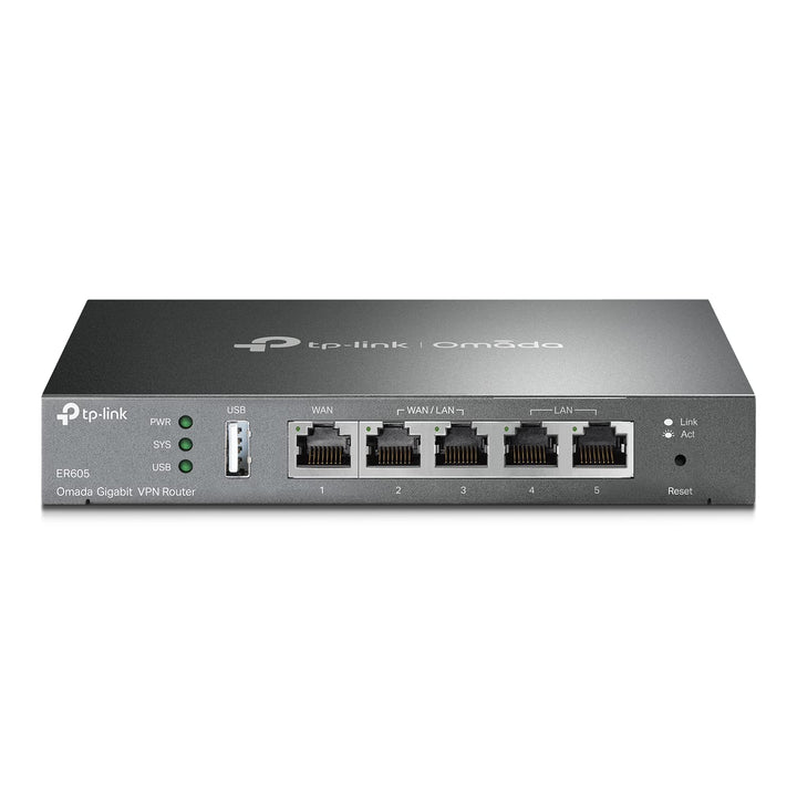 TP-Link ER605 V2 front panel showing LEDs and status, easy monitoring benefit