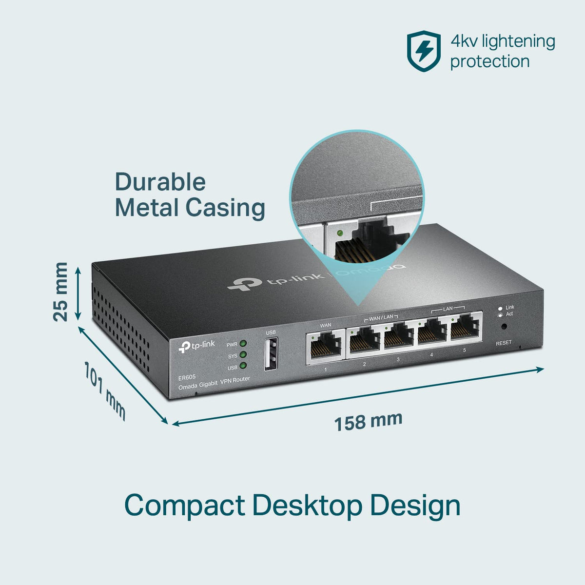 TP-Link ER605 V2 mounted in small office setting demonstrating stable wired networking benefit