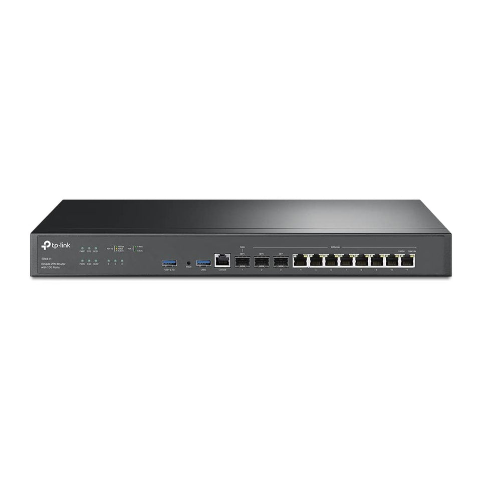TP-Link ER8411 front view for enterprise networks with scalable WAN readiness