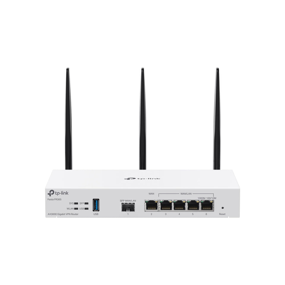 TP-Link Festa FR365 front view with a sturdy metal chassis for desktop or wall mounting.