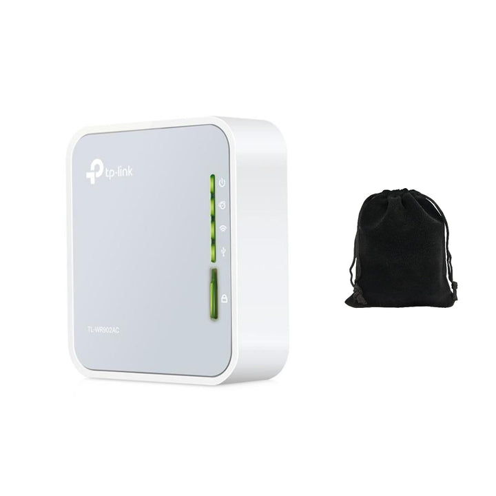 TP-Link front view of TL-WR902AC showing compact housing and indicator lights for portable convenience