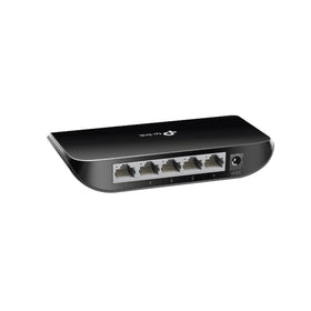 TP-Link TL-SG1005D back panel shows five ports for expanding wired connections to devices.