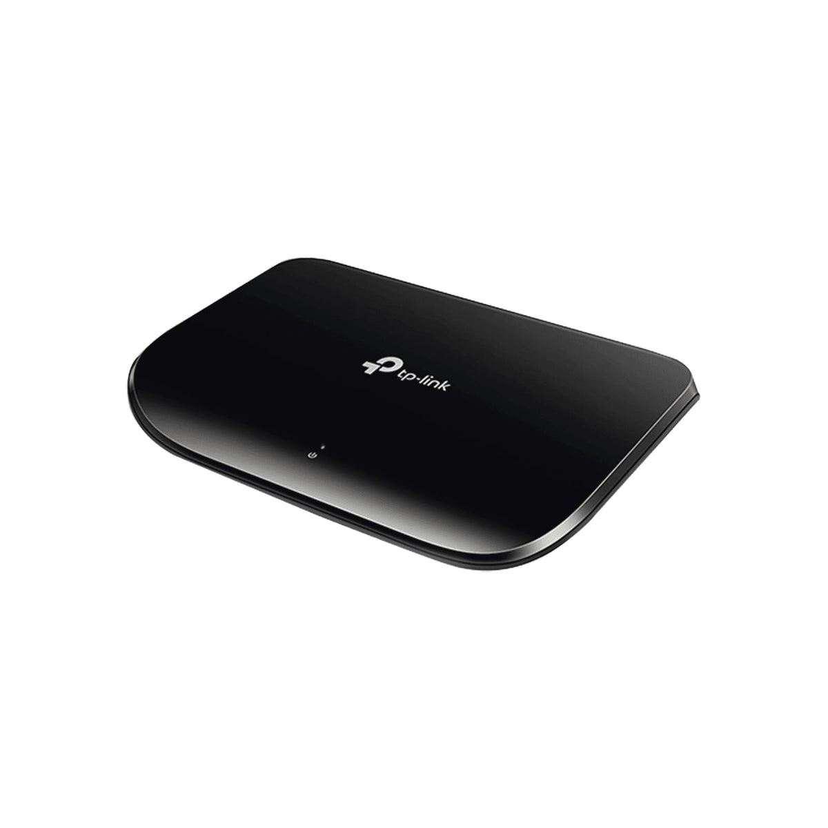 TP-Link TL-SG1005D front view shows compact plug-and-play desktop solution.