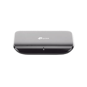 TP-Link TL-SG1005D ports detail demonstrates gigabit bandwidth for laptops and consoles.