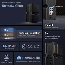 TP-Link Archer BE550 Pro back ports enable fast wired connections for devices
