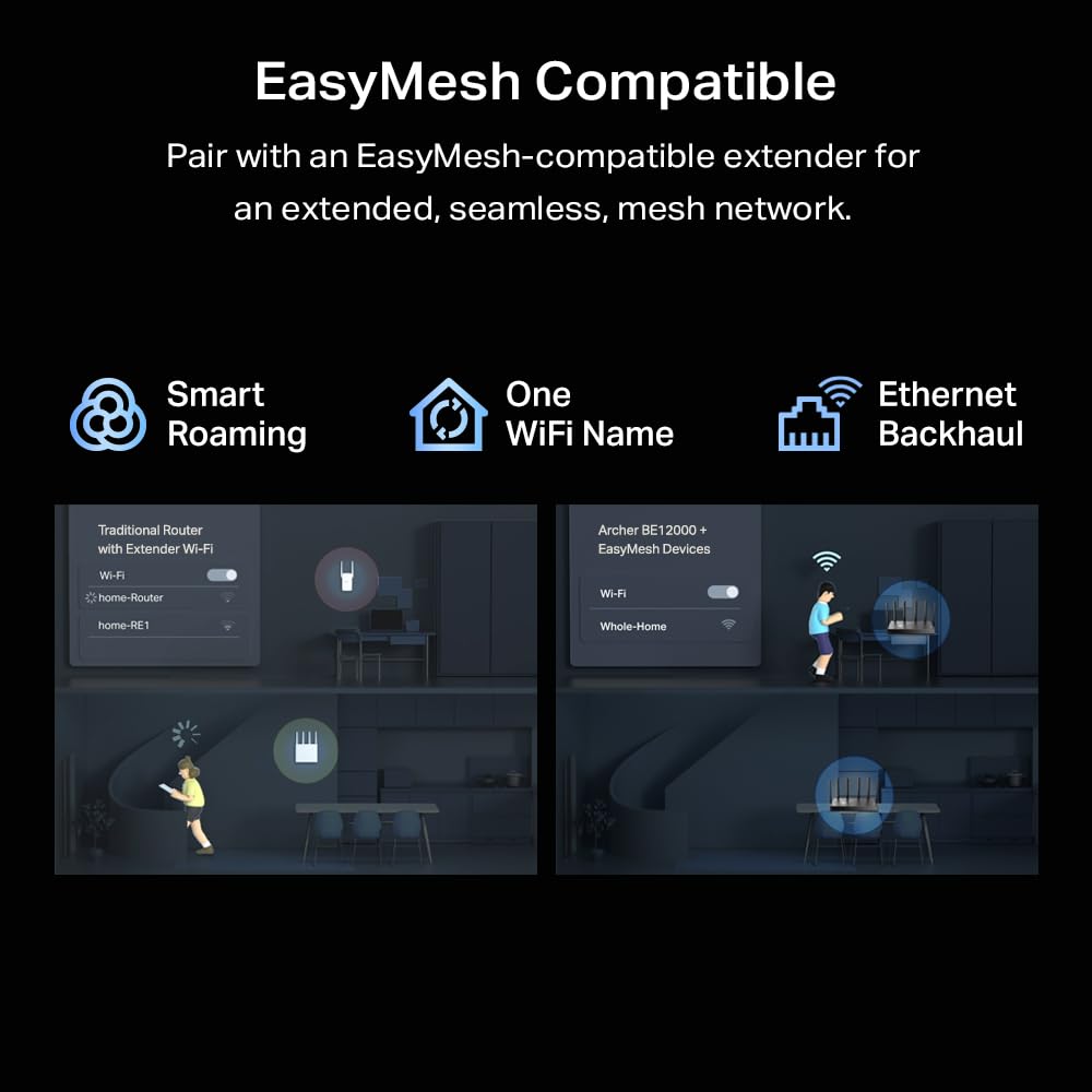 Package includes BE670 router, power adapter, Ethernet cable, and quick start guide.