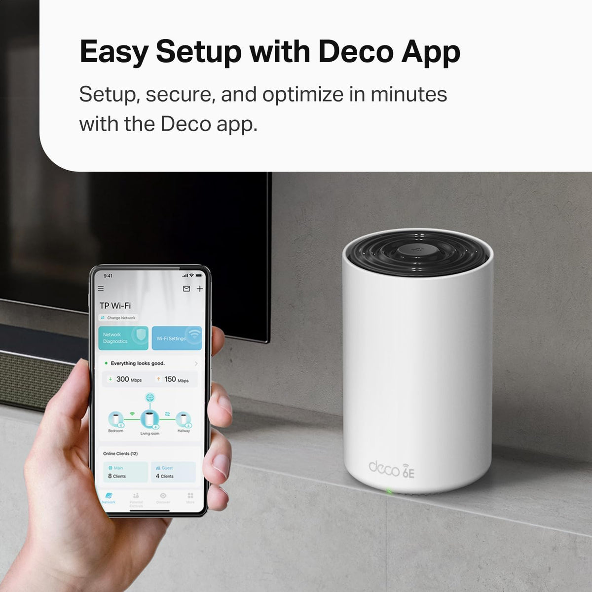 Easy setup with Deco app for quick network optimization.