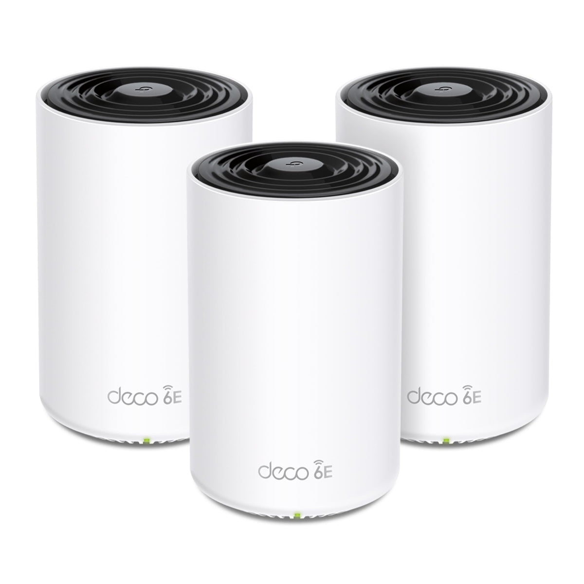 TP-Link Deco XE70 Pro front view highlighting the sleek mesh node and 2.5 Gbps port.