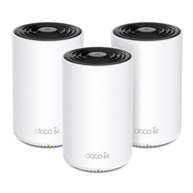TP-Link Deco XE70 Pro front view highlighting the sleek mesh node and 2.5 Gbps port.
