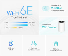 TP-Link Deco XE75 top view reveals sleek profile for discreet placement.