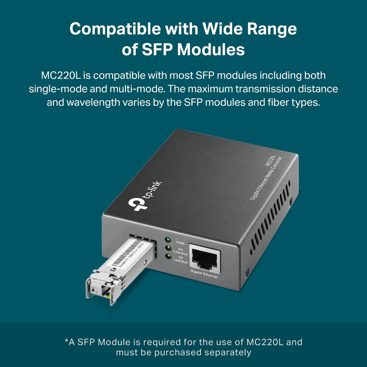 TP-Link media converter mounted in chassis showing rack-density and neat cabling benefit