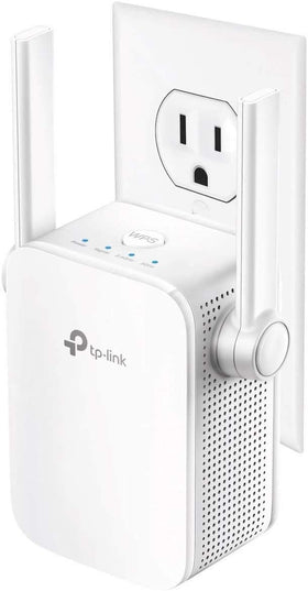 TP-Link RE305 front view, compact extender for stronger home WiFi coverage.