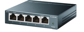 TP-Link TL-SG105-605 Renewed front panel with shielded ports for stable wired connections.