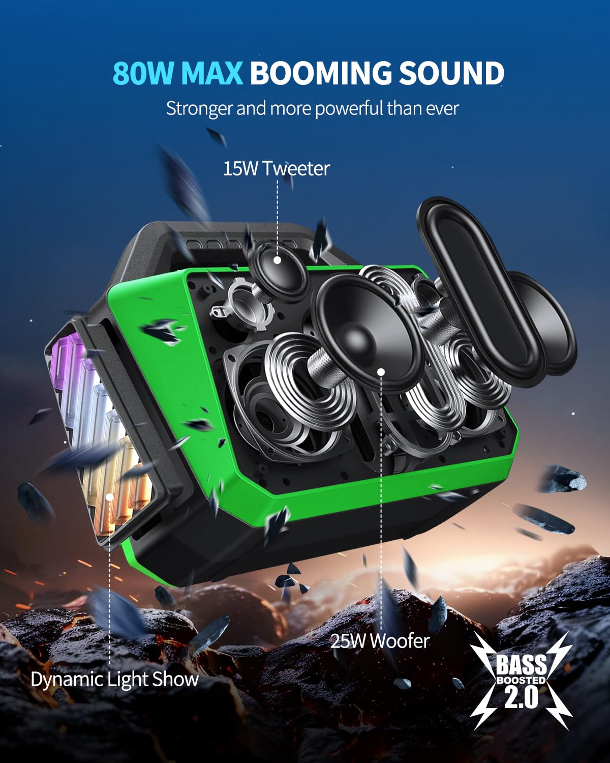 TPWIN speaker showing IPX6 rugged durability by poolside