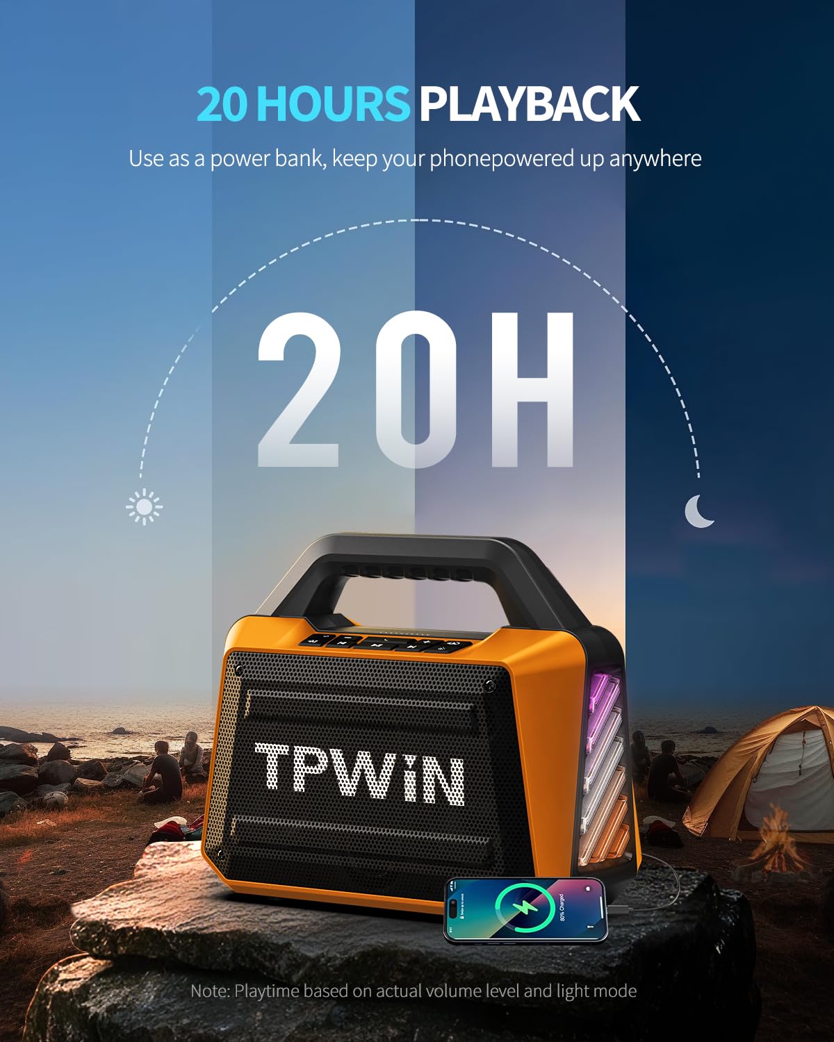 TPWIN driver and tweeter detail showing speaker cones, delivers deep bass clarity
